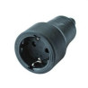 246N.11-BASE MÒBIL BIPOLAR PRESA TERRA GOMA LATERAL 16A 250V NEGRE-FENOPLÀSTICA (UD)